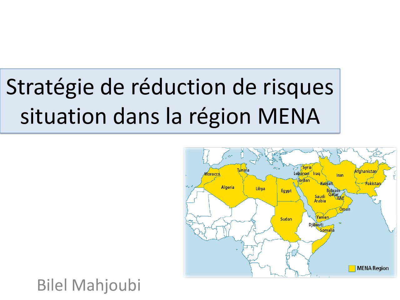 Stratégie de réduction de risques - Situation dans la région MENA